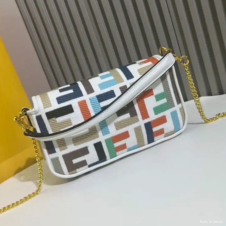 Vintage HOT Baguette Canvas Multi Fendi Mini White In Bag Motif FF 0430